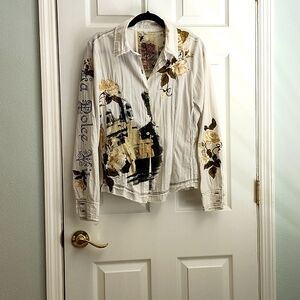 Vintage Embroidered cream linen blouse one of a kind. Never worn. Medium